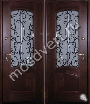 Дверь с МДФ, стеклом и ковкой - купить от производителя Мосдвери Дверь с МДФ, стеклом и ковкой