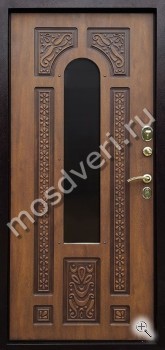 Темно-коричневая входная парадная железная дверь с ковкой в дом - купить от производителя Мосдвери Темно-коричневая входная парадная железная дверь с ковкой в дом
