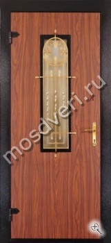 Коричневая входная железная дверь МДФ с элементами ковки - купить от производителя Мосдвери Коричневая входная железная дверь МДФ с элементами ковки