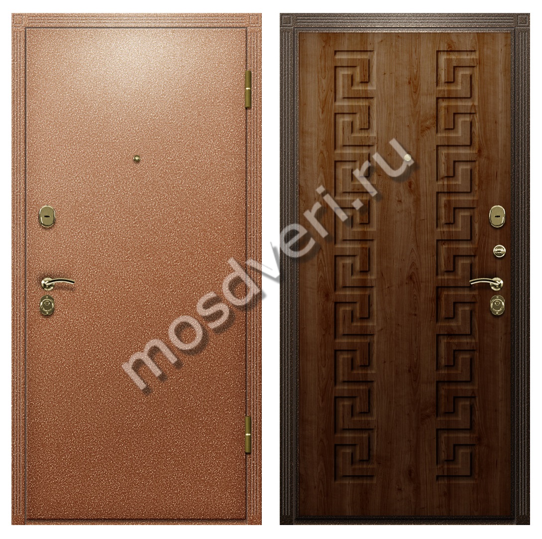 Дверь в дом с порошковой окраской и отделкой МДФ под орех - купить от производителя Мосдвери Дверь в дом с порошковой окраской и отделкой МДФ под орех
