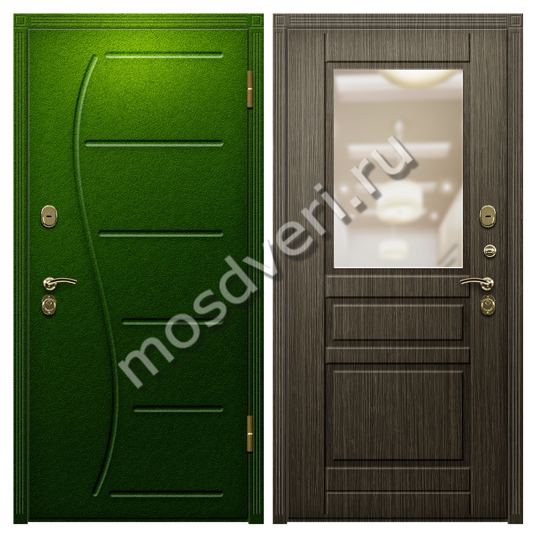 Входная дверь в квартиру порошок и МДФ с зеркалом - купить от производителя Мосдвери Входная дверь в квартиру порошок и МДФ с зеркалом