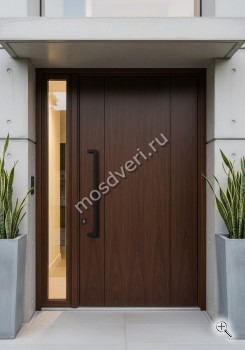 Широкая входная дверь коричневого цвета - купить от производителя Мосдвери Широкая входная дверь коричневого цвета