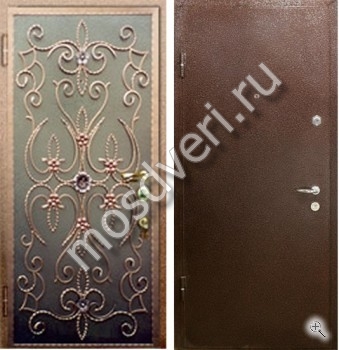 Металлическая порошковая дверь с элементами ковки - купить от производителя Мосдвери Металлическая порошковая дверь с элементами ковки